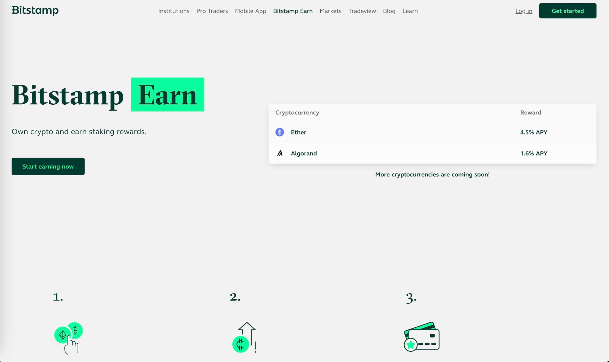 Bitstamp Earn: crypto rewards with staking