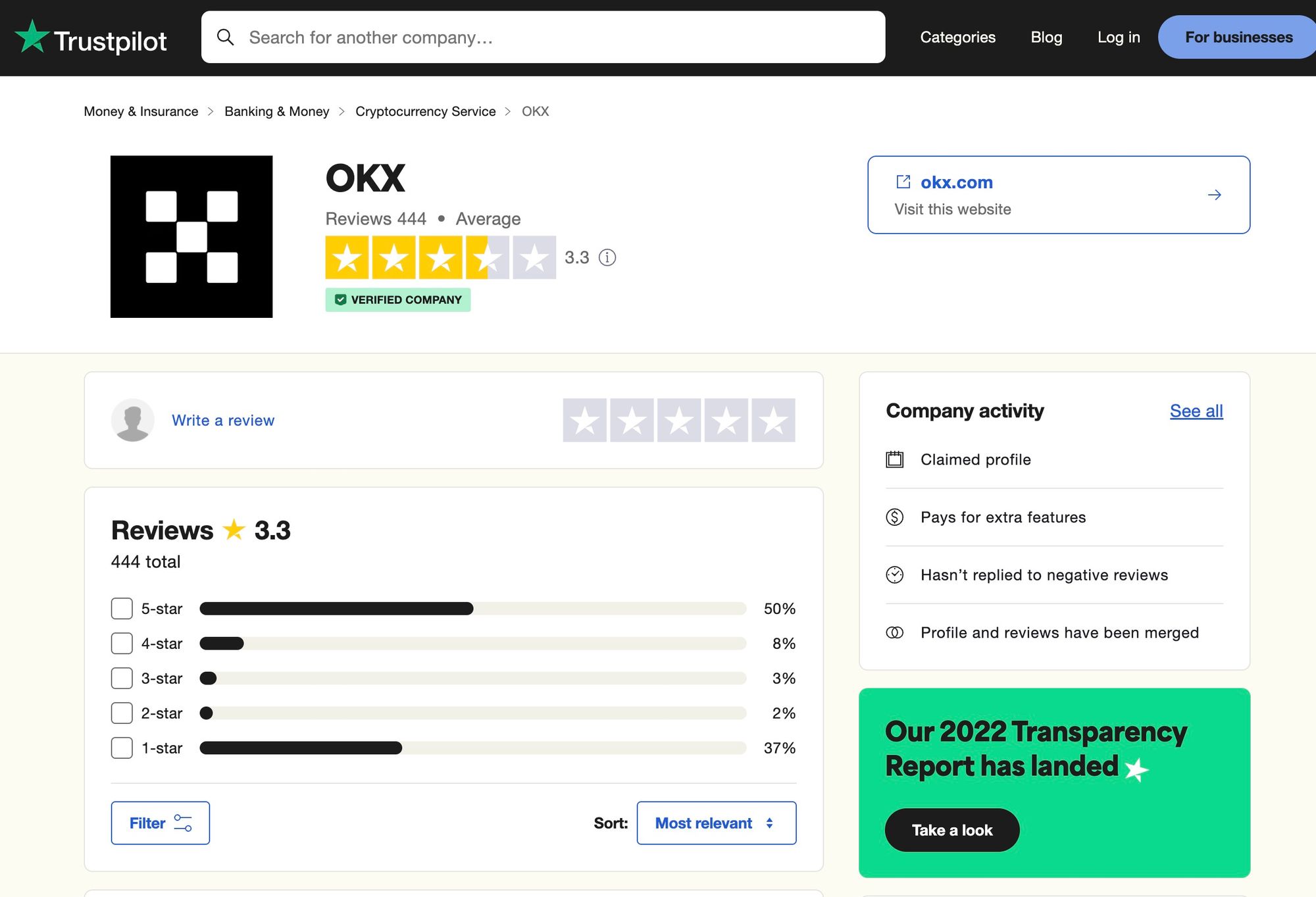 OKX Trustpilot