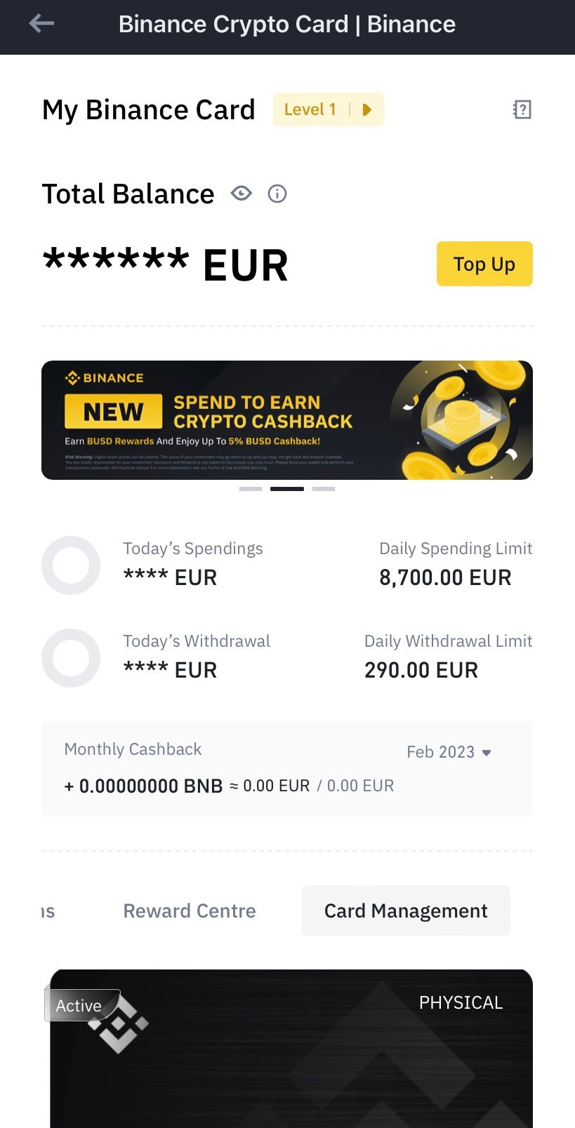 binance card fees