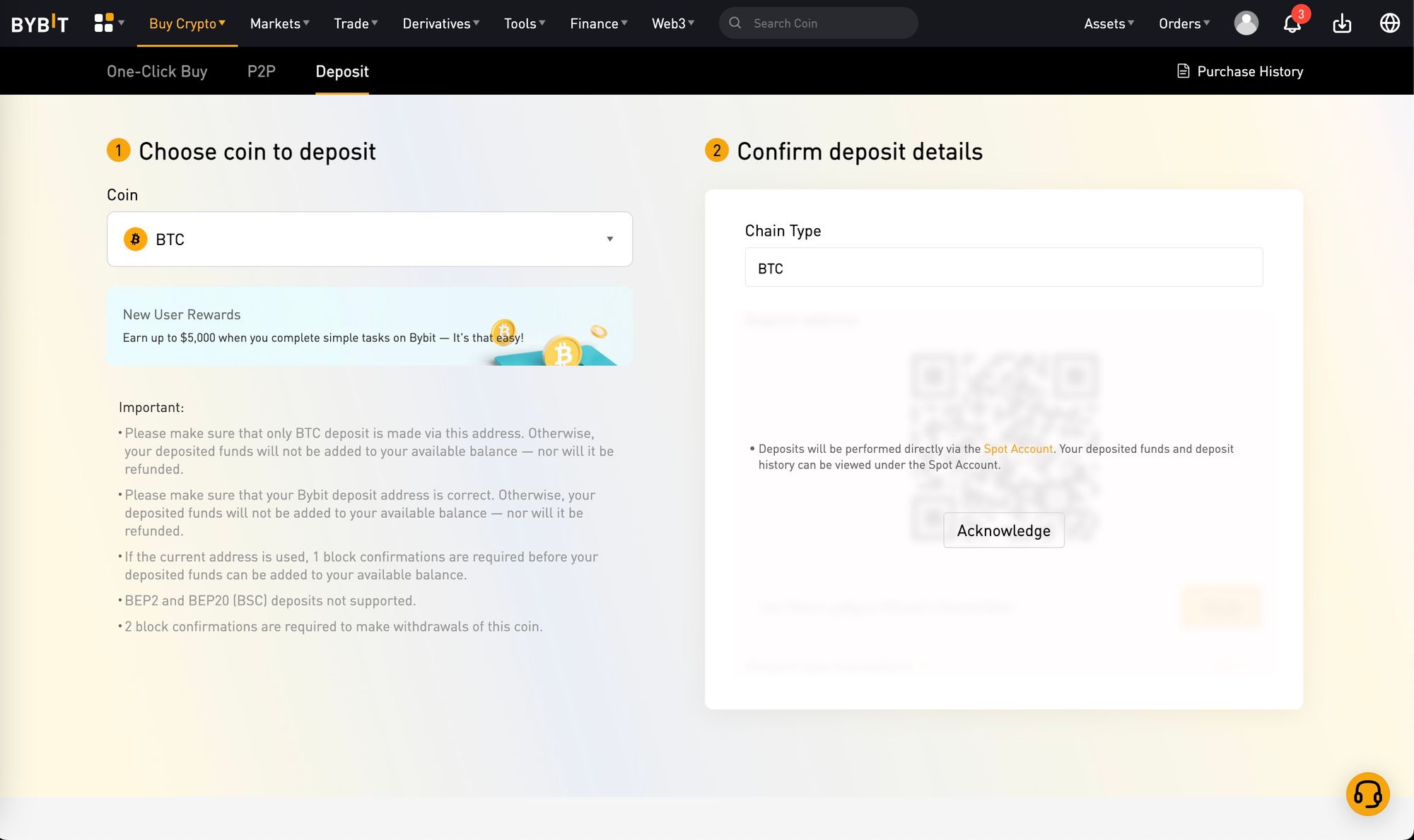 Bybit Crypto Deposit