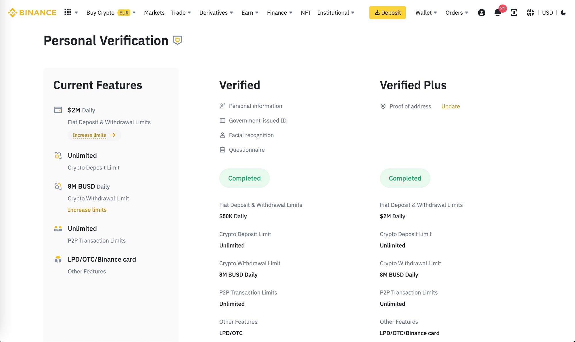 KYC: the identification page on the Binance exchange
