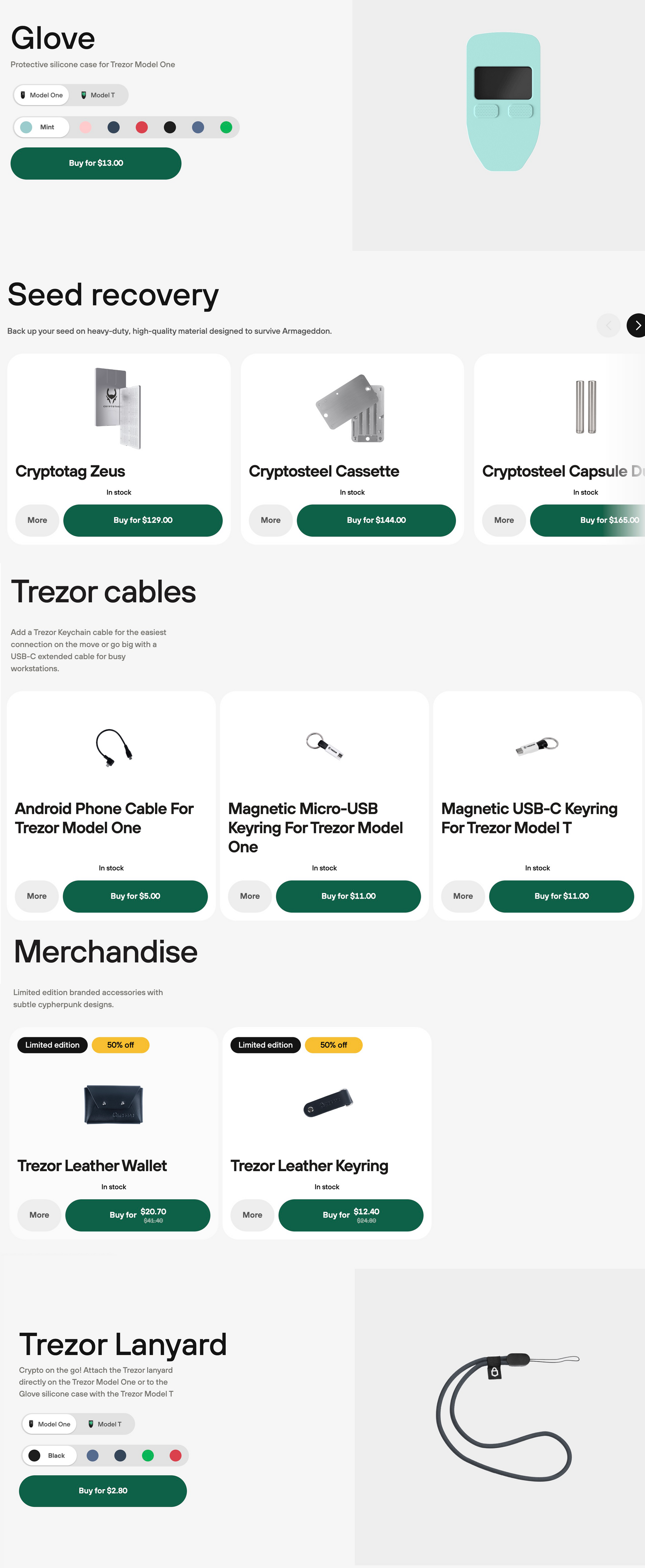 Trezor One Accessories