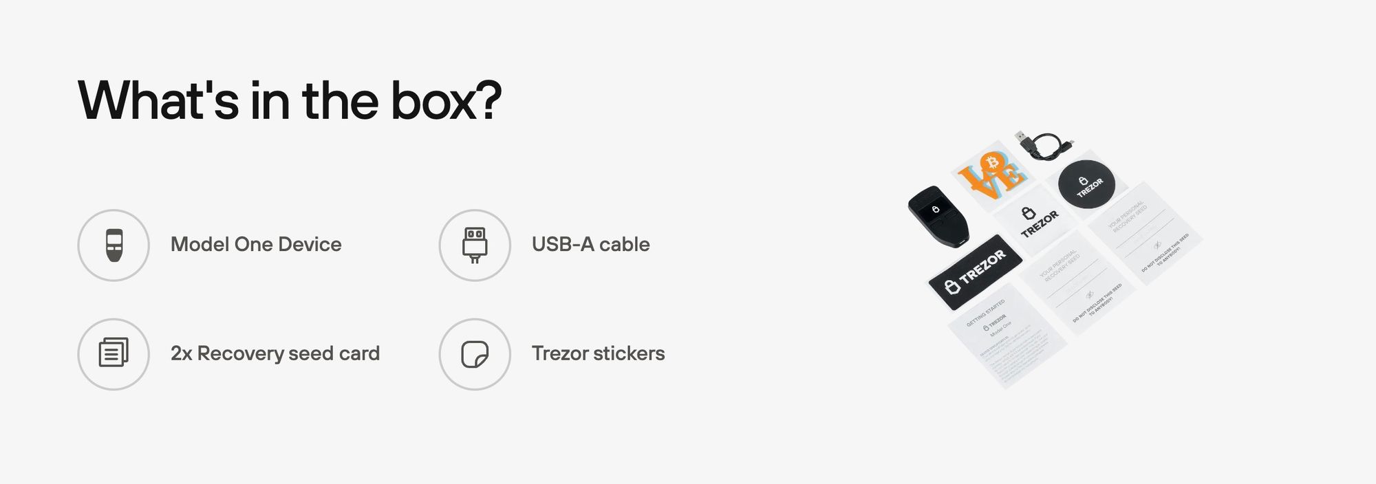 Trezor One: Items Included In The Box