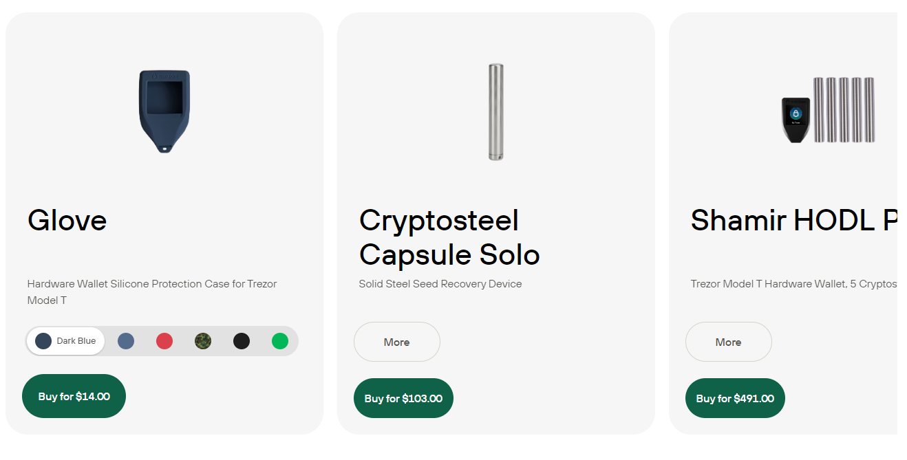 Trezor Hardware Wallet Accessories