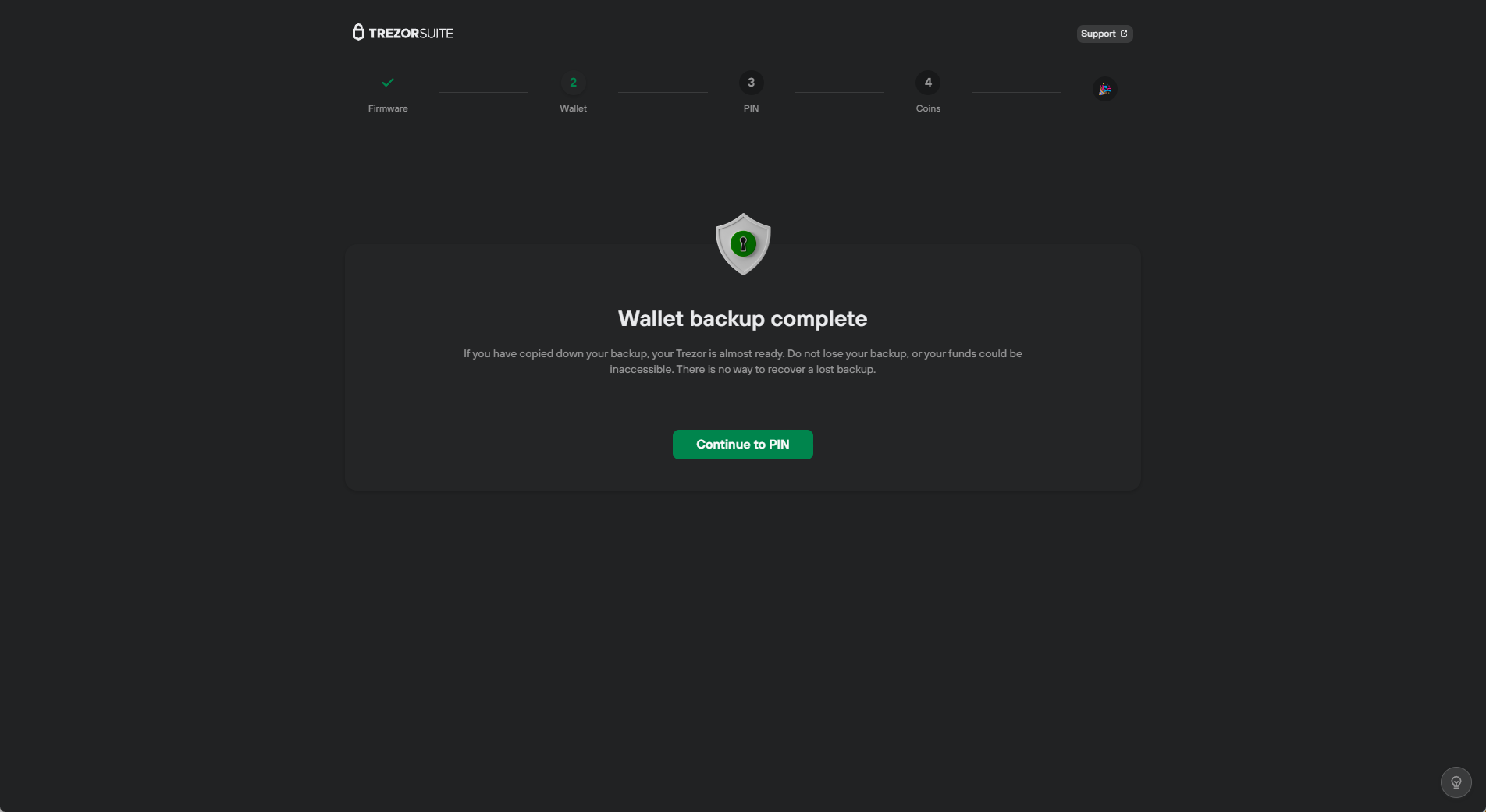 Trezor Suite: Wallet Backup Completion