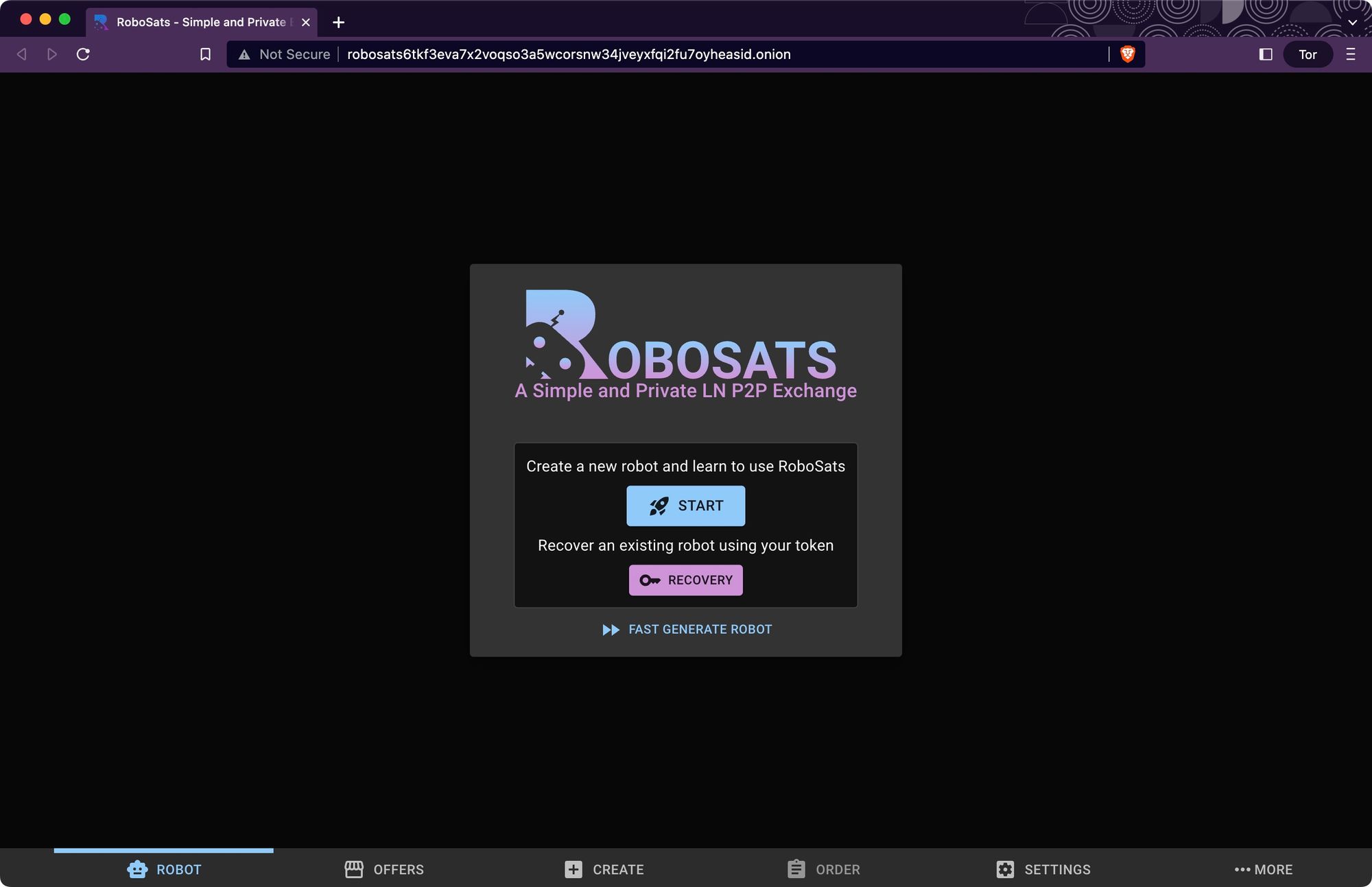 The RoboSats Homepage