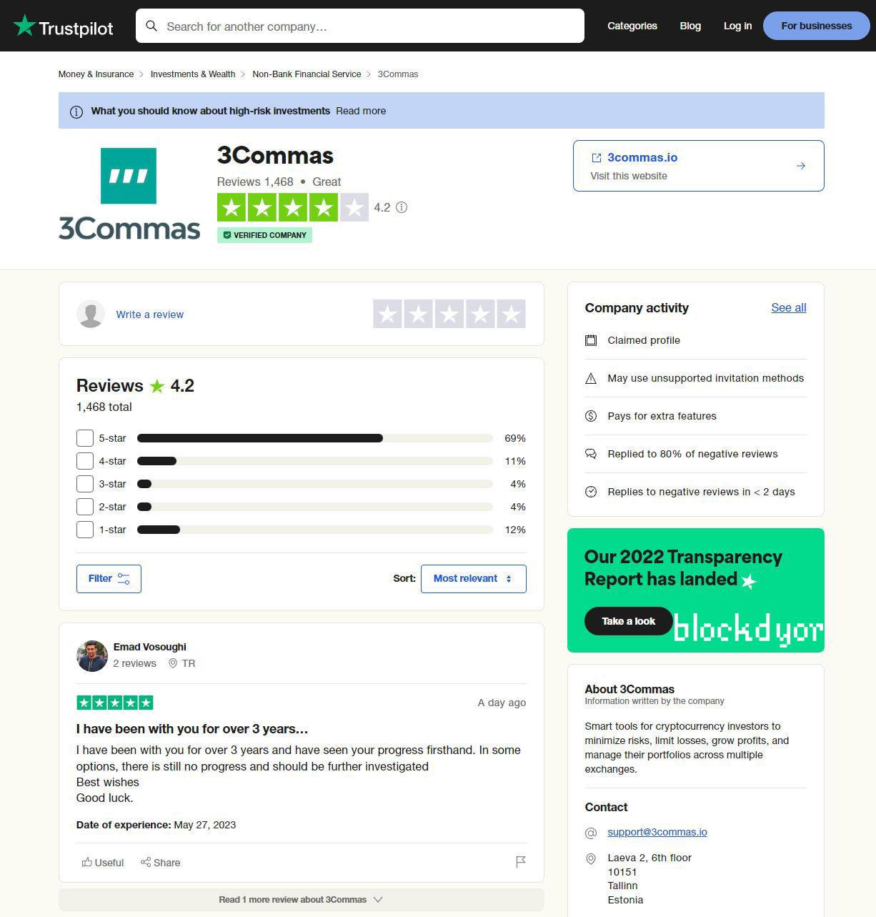 3Commas Trustpilot