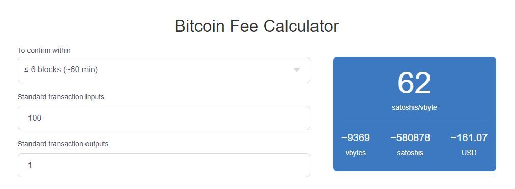 Bitcoin Fees With 100 UTXOs