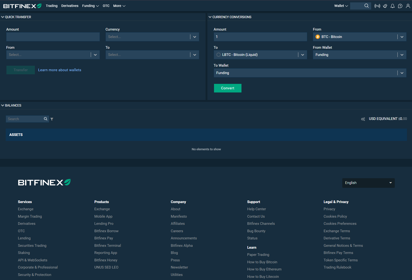 Bitfinex BTC to LBTC Conversion