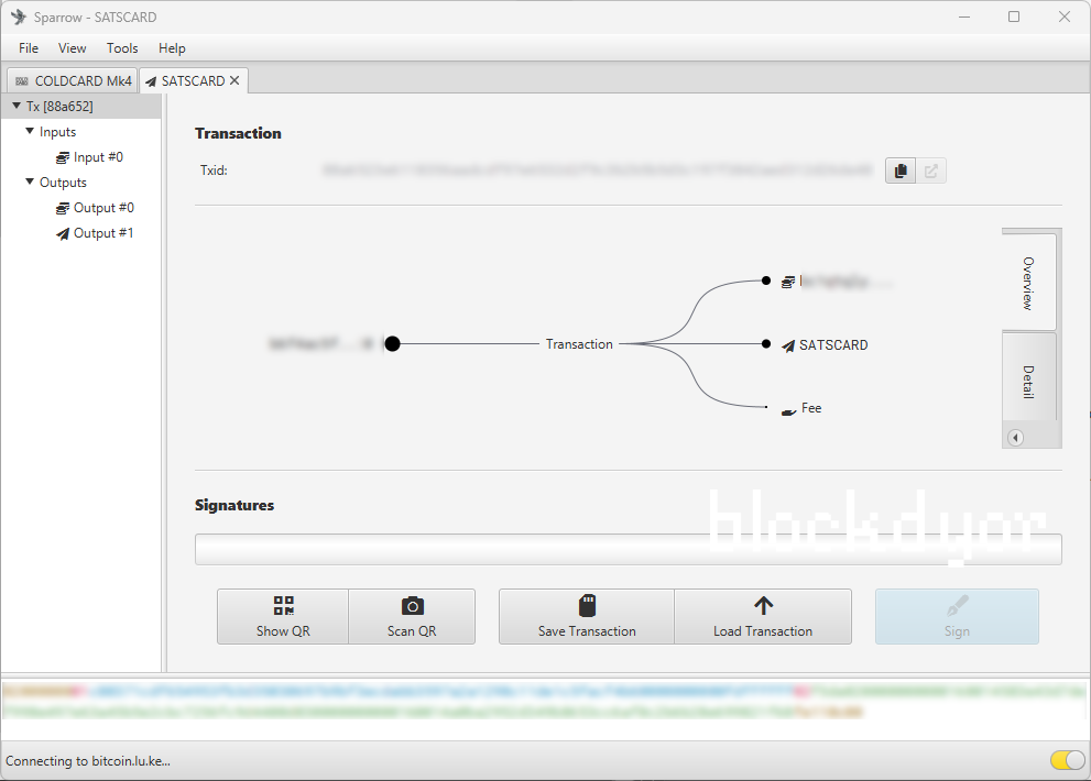 COLDCARD Mk4 Sending Bitcoin Airgapped Sparrow Wallet Step 10