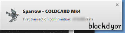COLDCARD Mk4 Sending Bitcoin Airgapped Sparrow Wallet Step 14