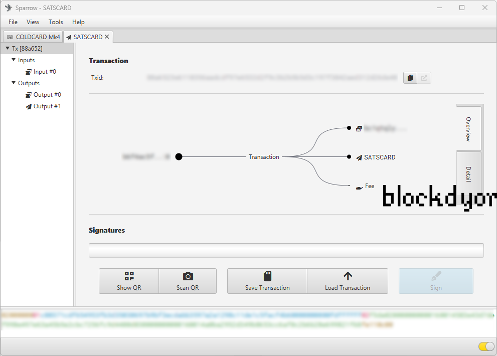 COLDCARD Mk4 Sending Bitcoin Airgapped Sparrow Wallet Step 3