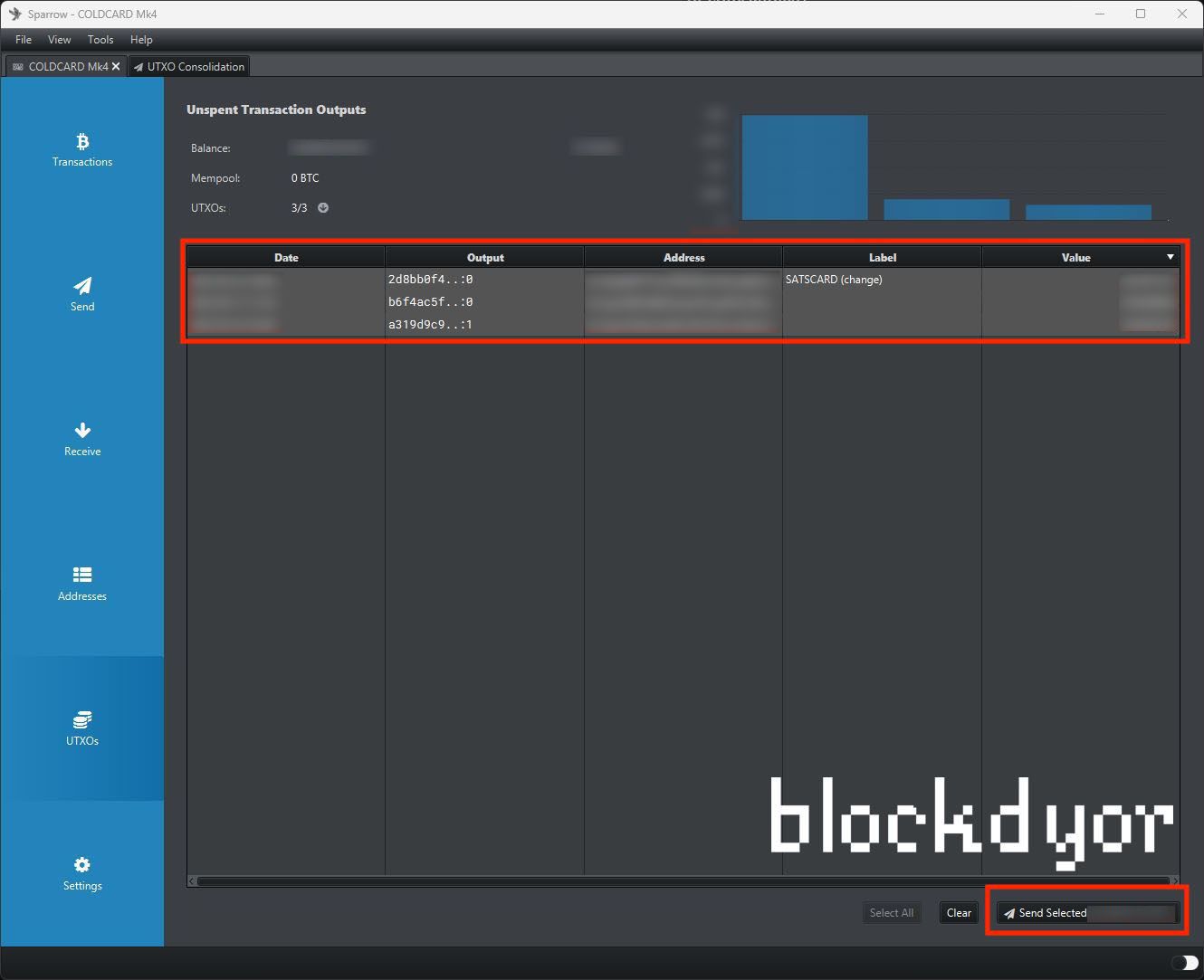 UTXO Consolidation with Sparrow Wallet Step 2