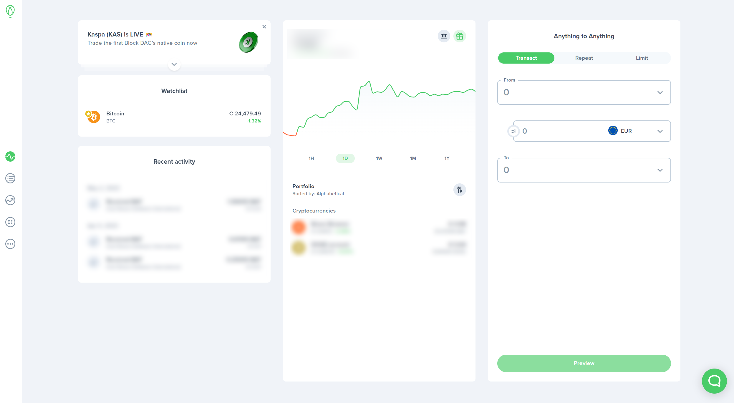 The Uphold Dashboard