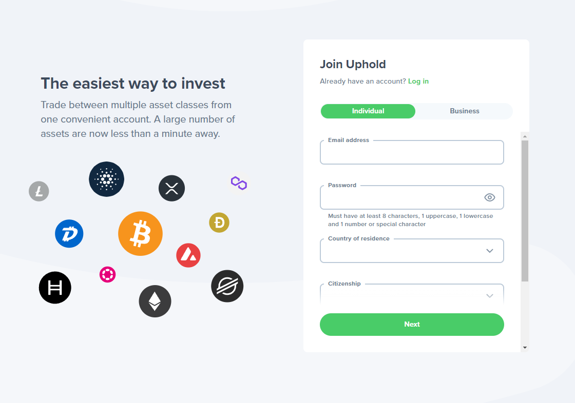 The Uphold Registration Interface (Web)
