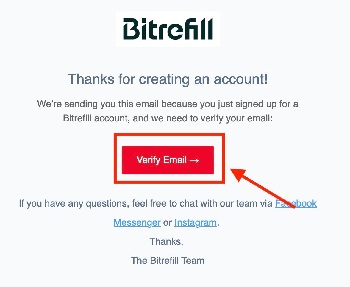 Bitrefill Sign Up Step 2
