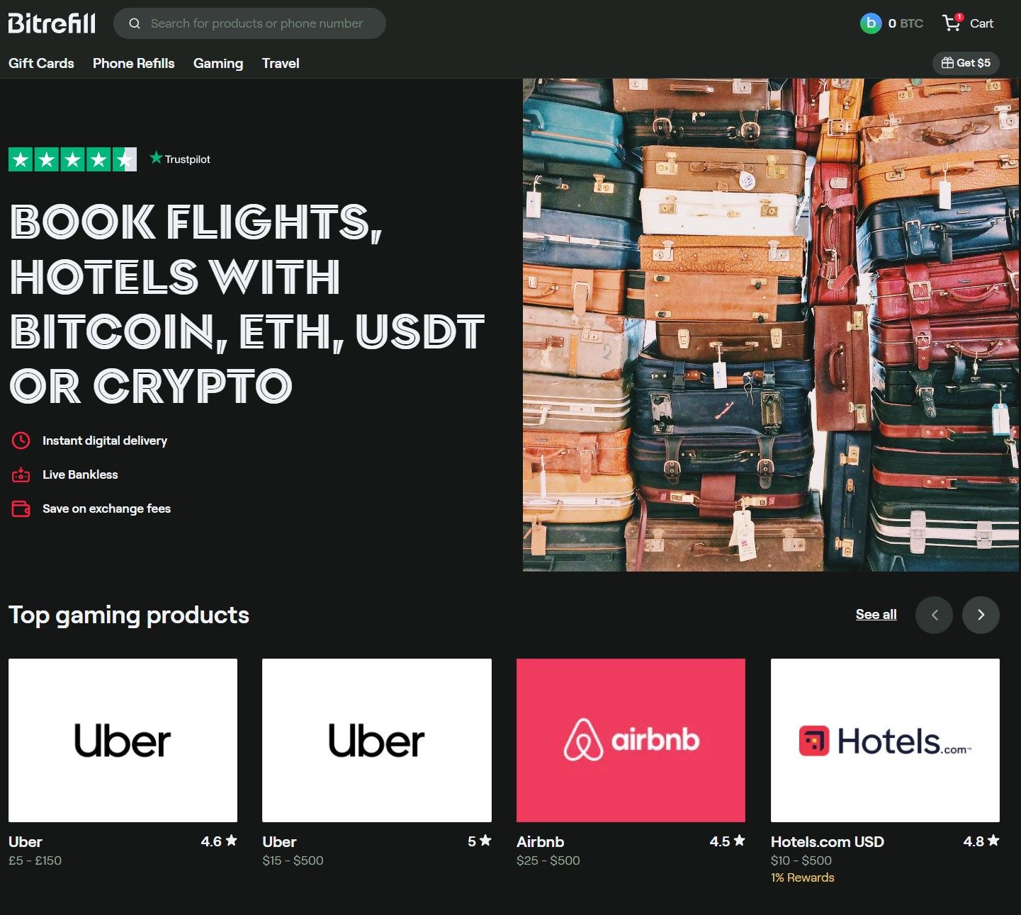 Buy with crypto  Gift Cards, Refills and eSIMs - Bitrefill