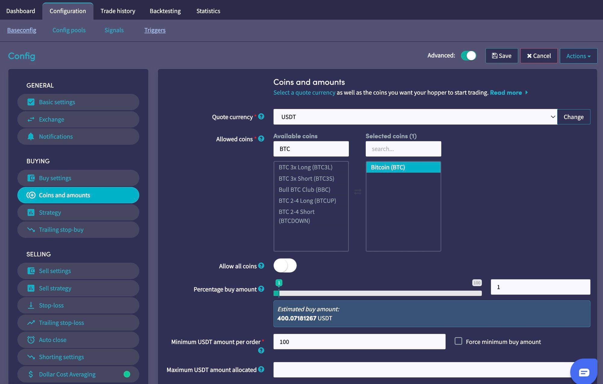 Create a Bot on CryptoHopper Step 8