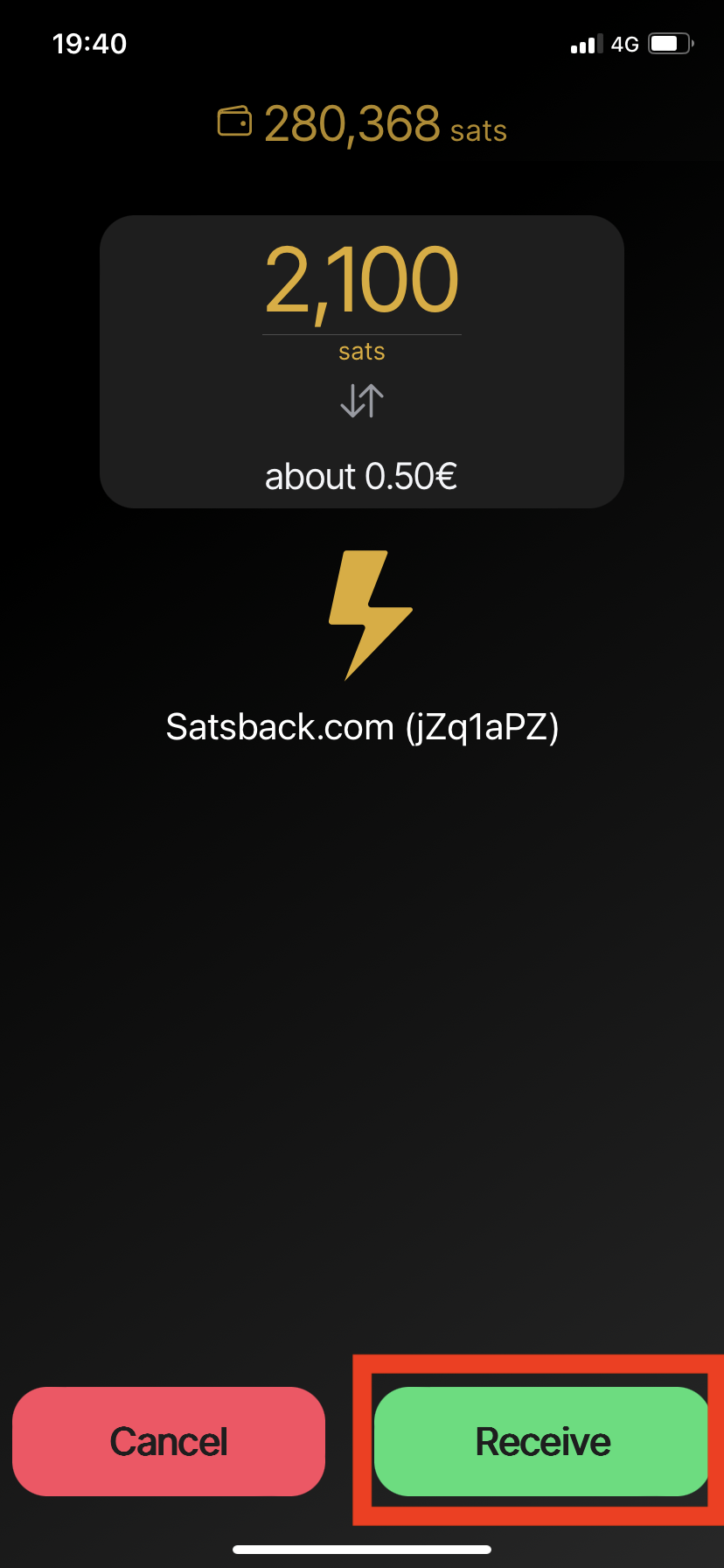 How to withdraw manually from Satsback Step 6