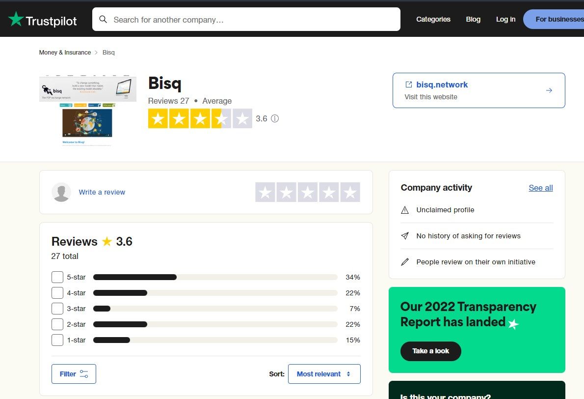 Bisq Trustpilot