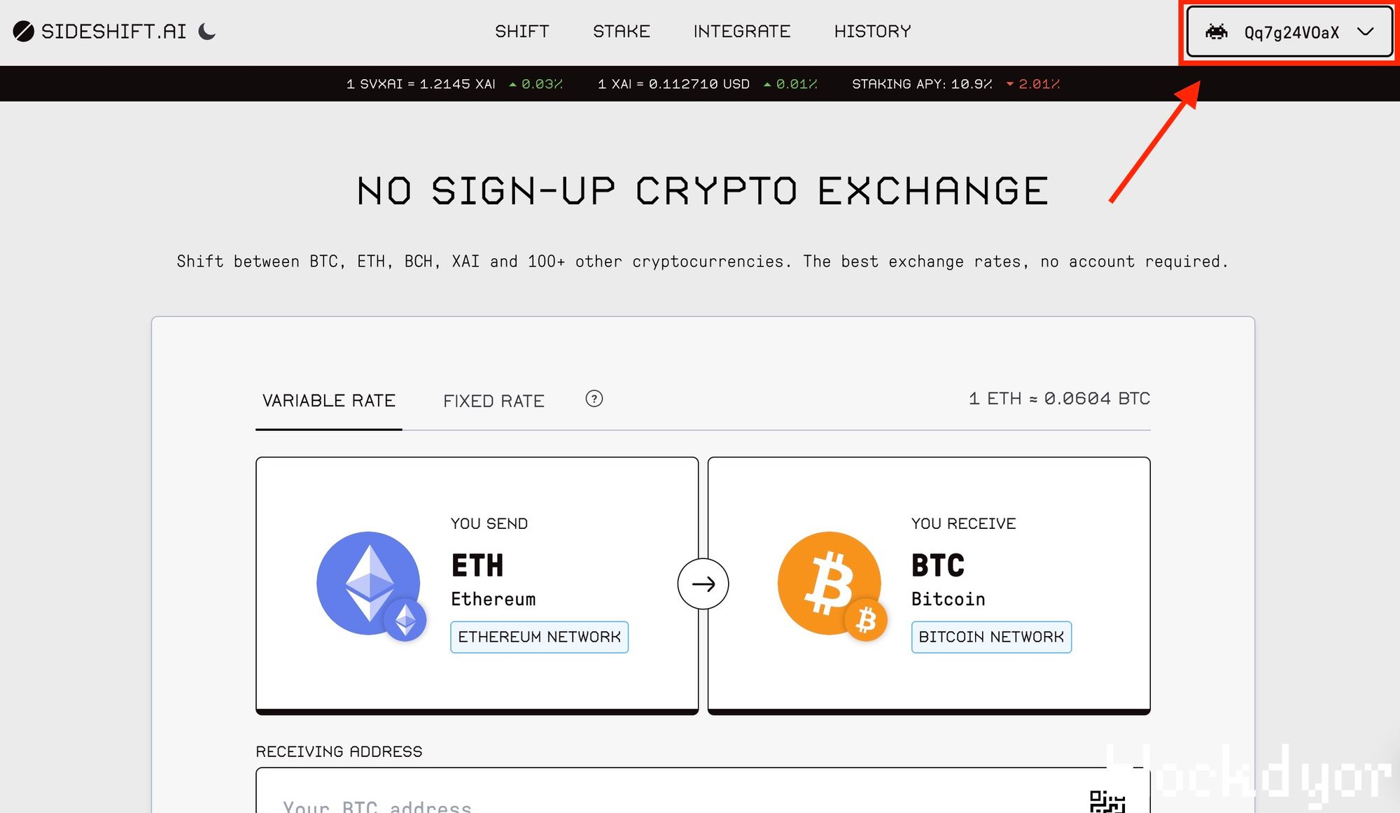 How to Get Started On SideShift.ai Step 1