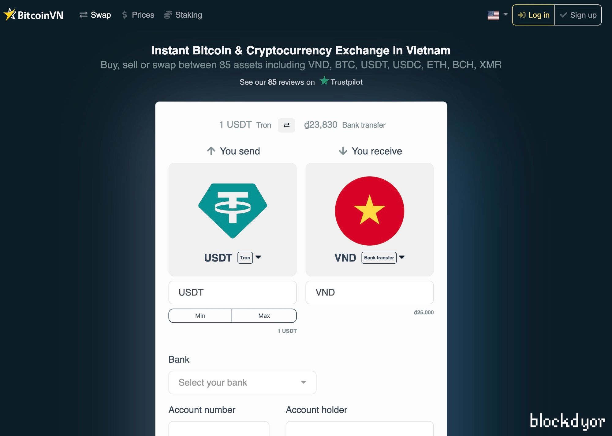 BitcoinVN Signup Step 1