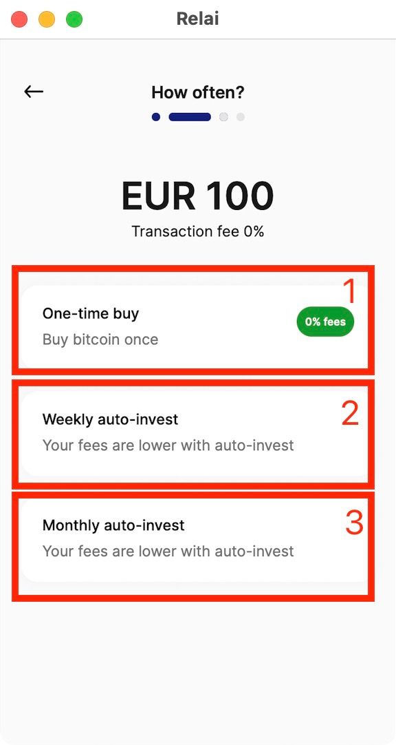 How to Buy Bitcoin on Relai Step 2