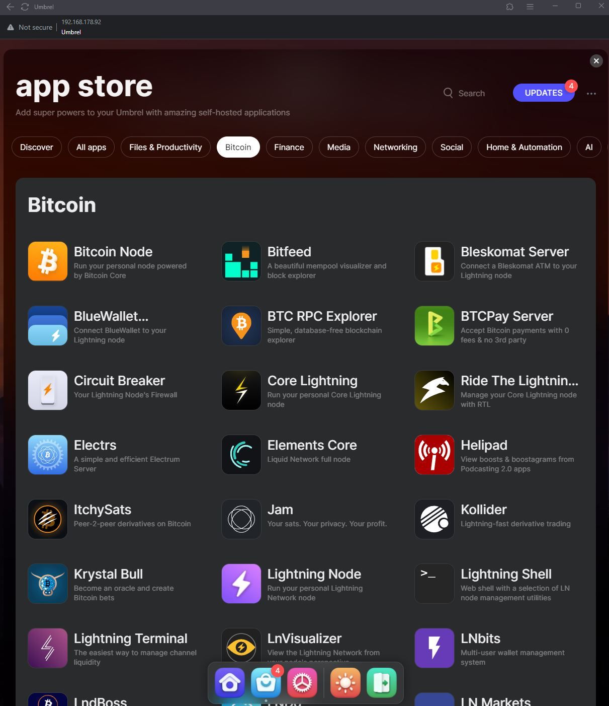 Umbrel Bitcoin Node App Store