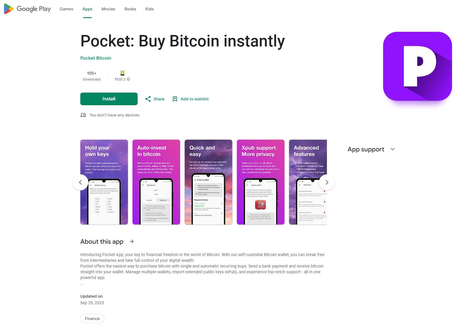 Pocket Bitcoin App Android Google Play Store