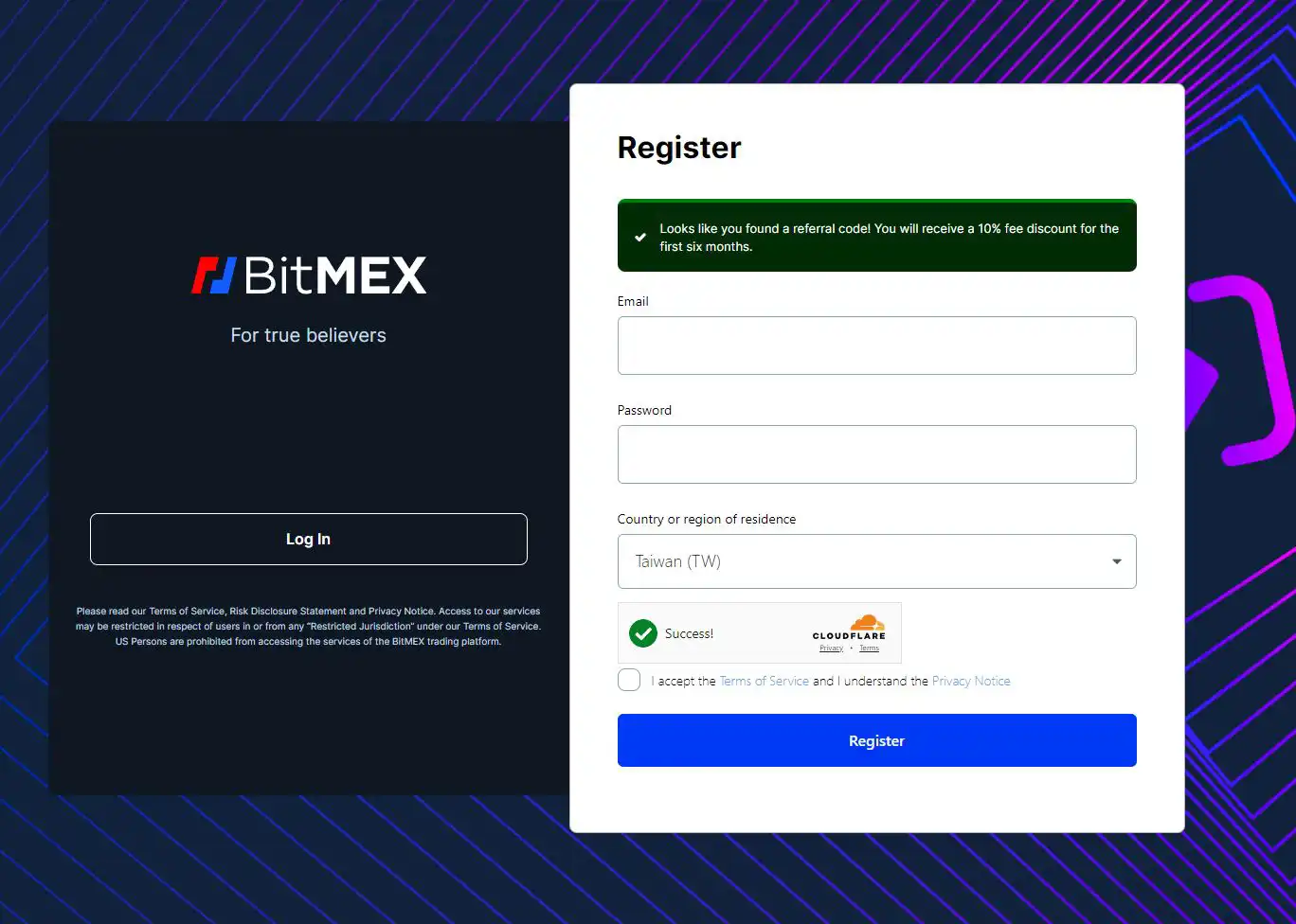 BitMEX Sign Up