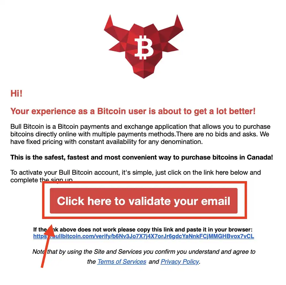 Bull Bitcoin Sign Up Step 3