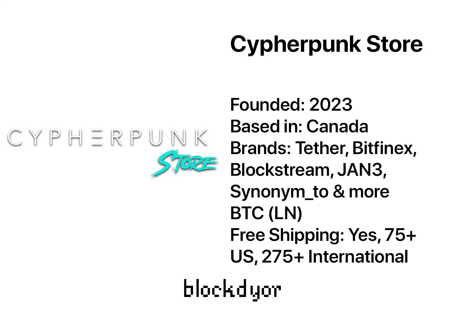 Cypherpunk Store Overview