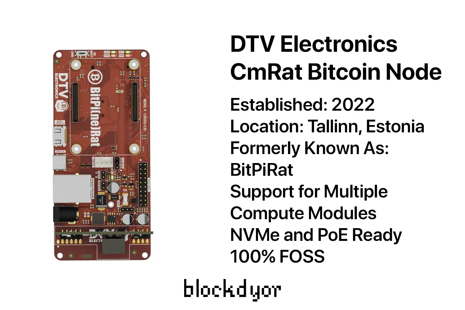 DTV Electronics CmRat Bitcoin Node Overview