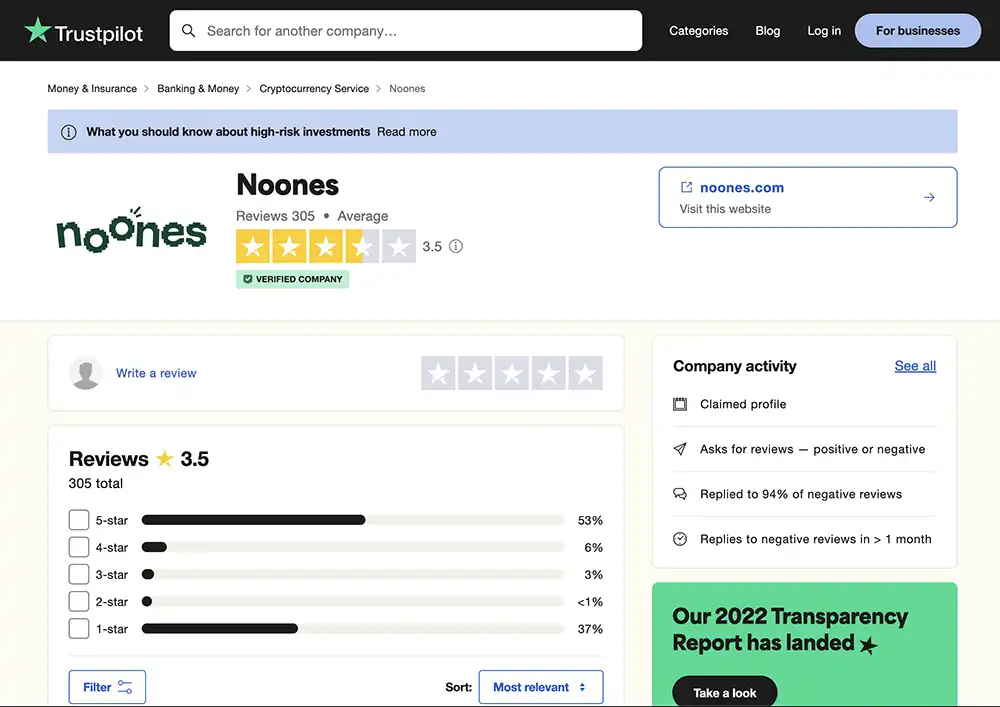 Noones Reviews Trustpilot