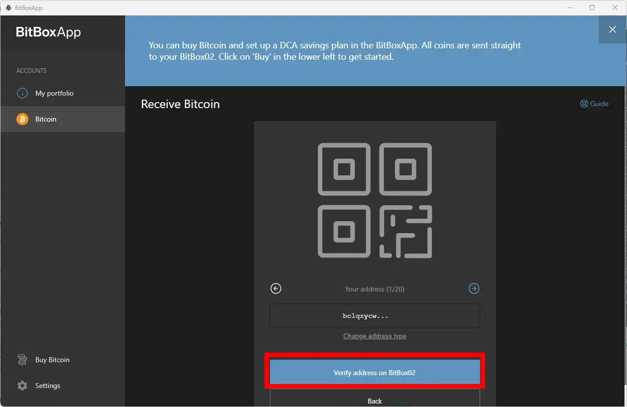 Sending/Receiving Bitcoin with the BitBox02 Step 2