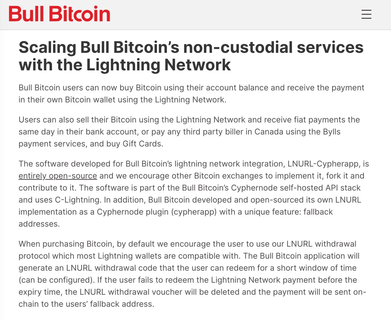 Bull Bitcoin Lightning Network