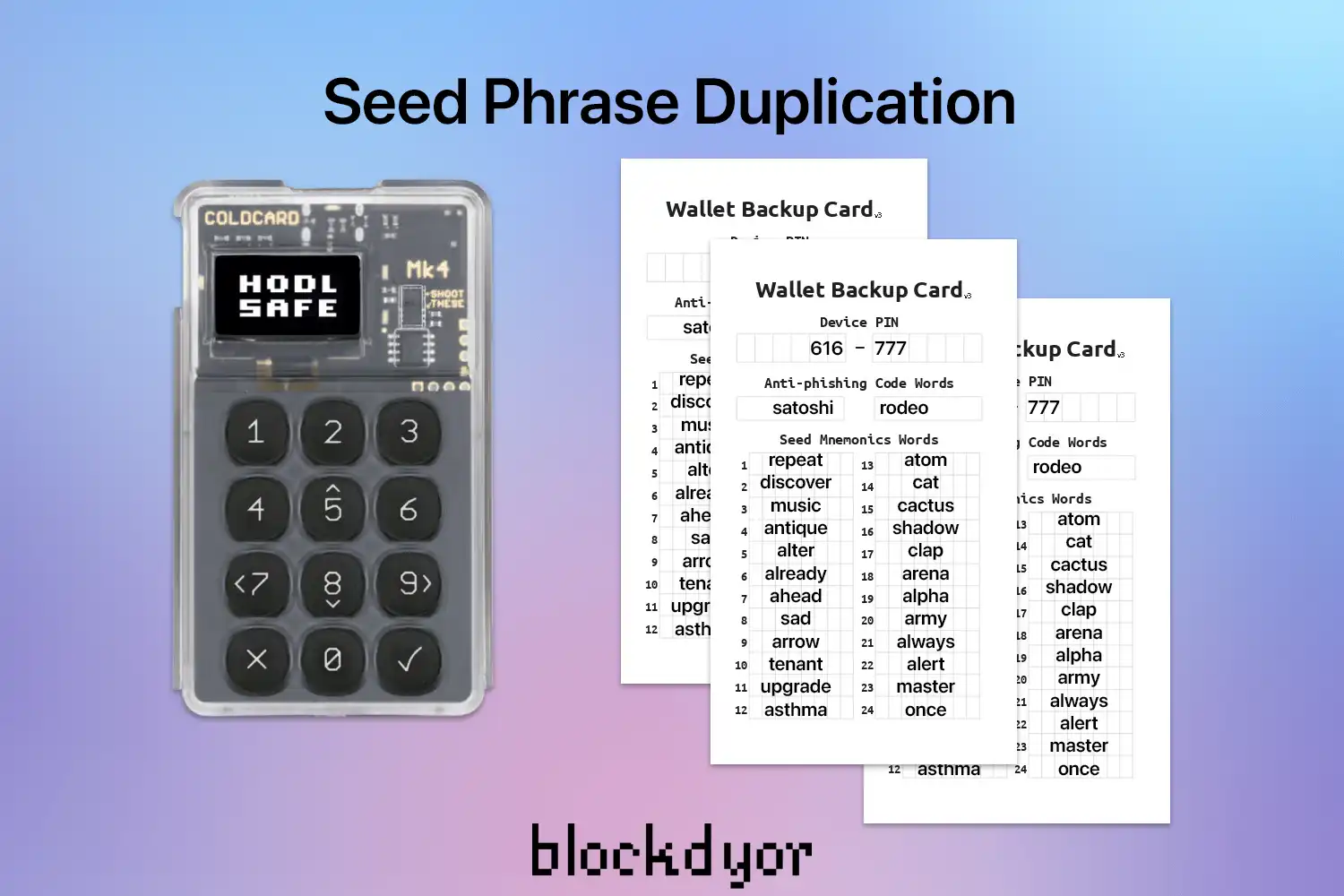 Singlesig Seed Phrase Duplication