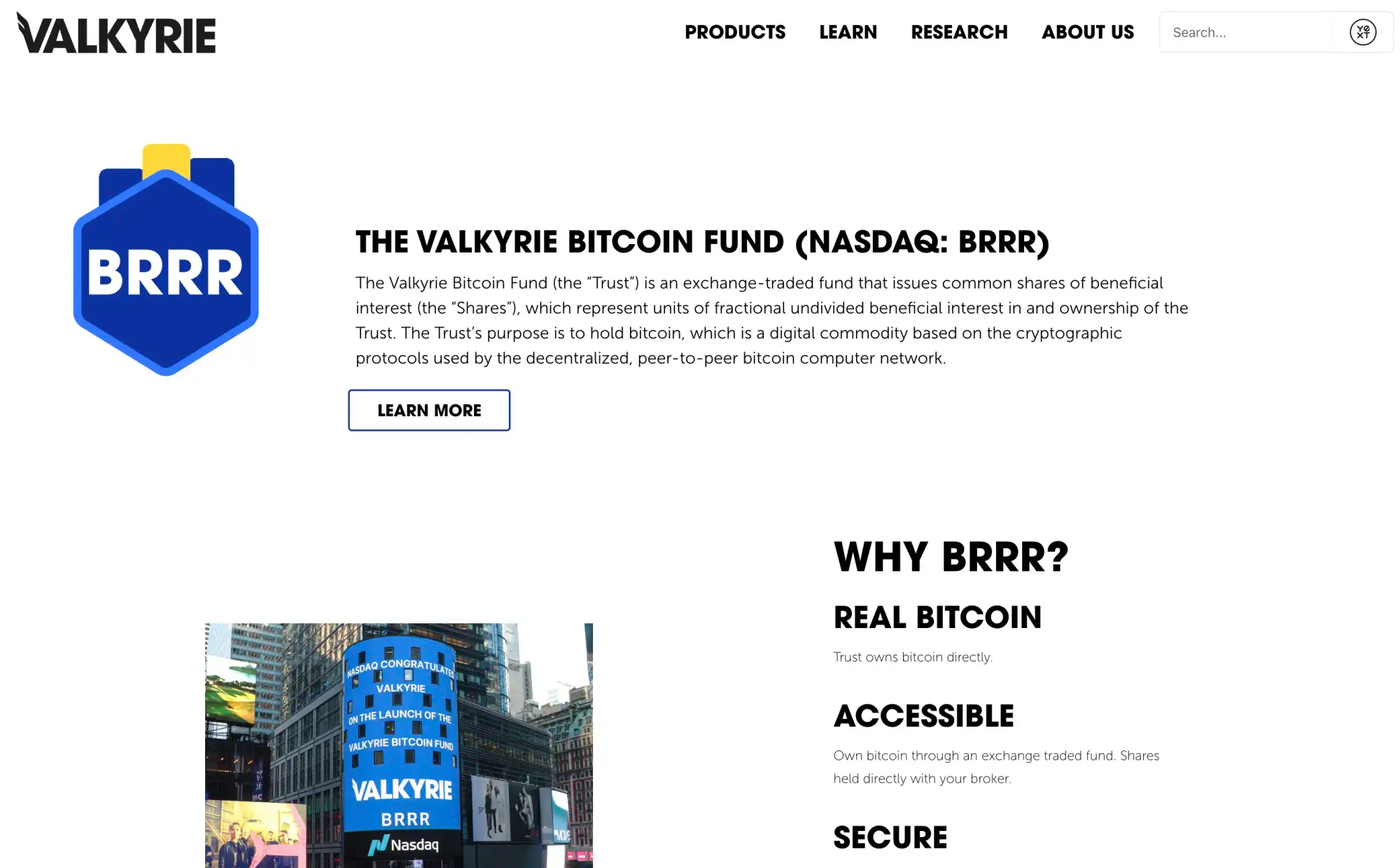 Valkyrie Bitcoin ETF (BRRR)
