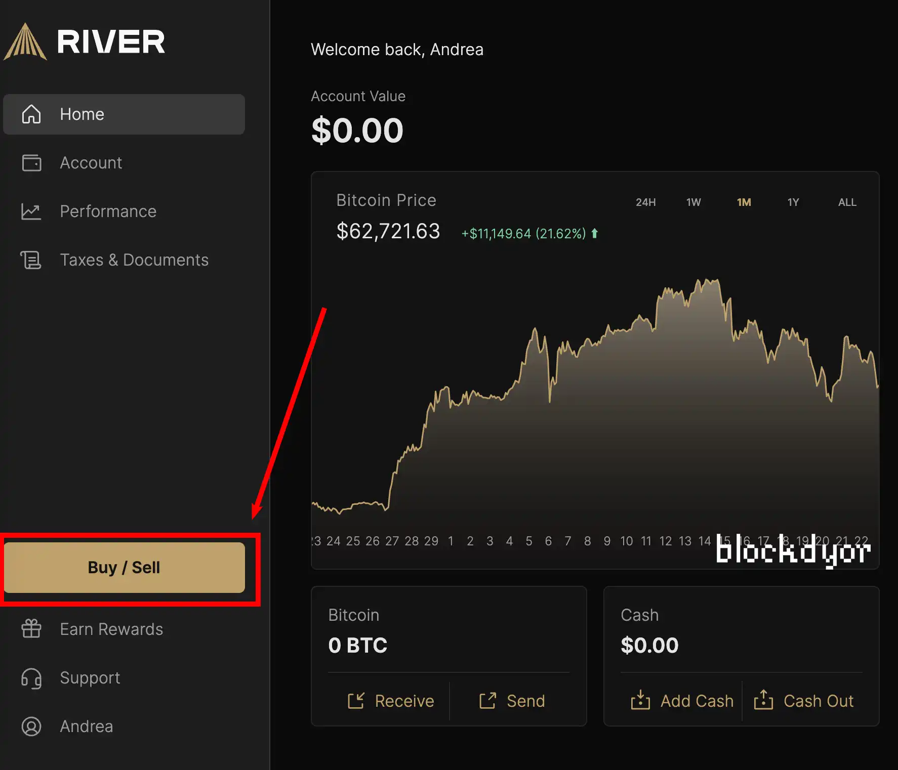 River How To Buy Bitcoin Step 1