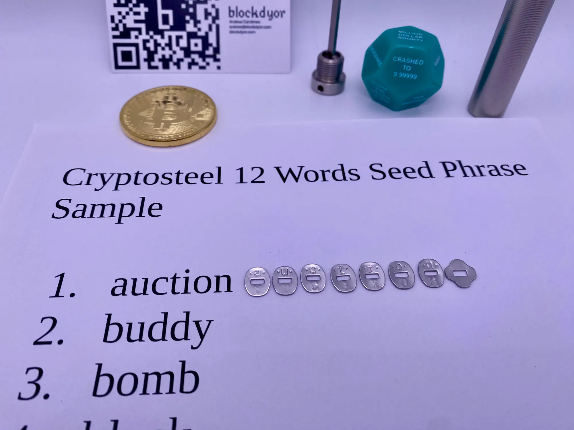 Entering a Recovery Seed Phrase Into A Cryptosteel Capsule Step 5