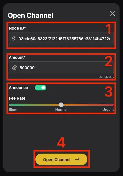 Core Lightning Node Open Channel