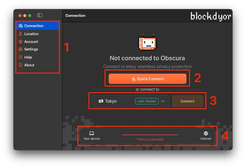 Obscura VPN UX 1