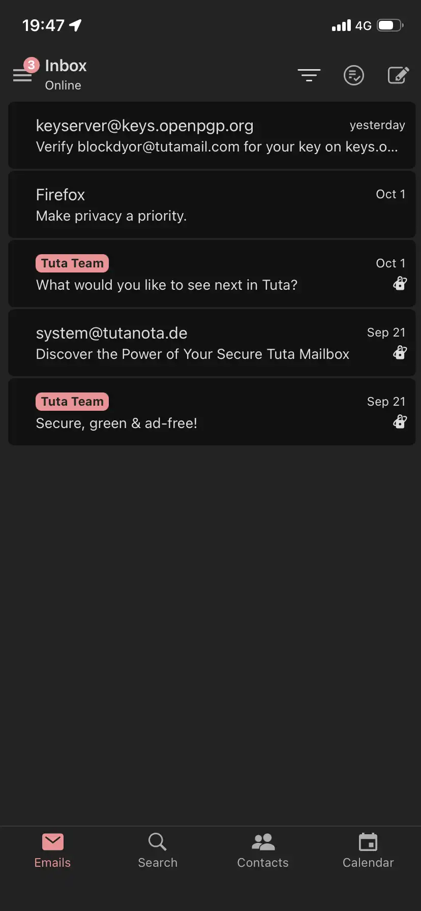 Tuta on iOS