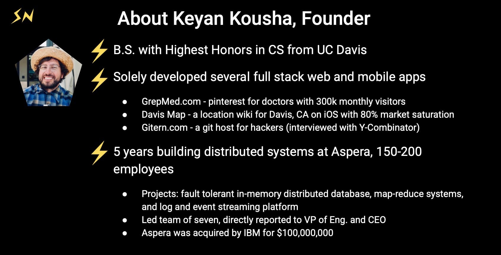 Keyan Kousha AKA k00b (credits to Stacker News Investors Pitch)