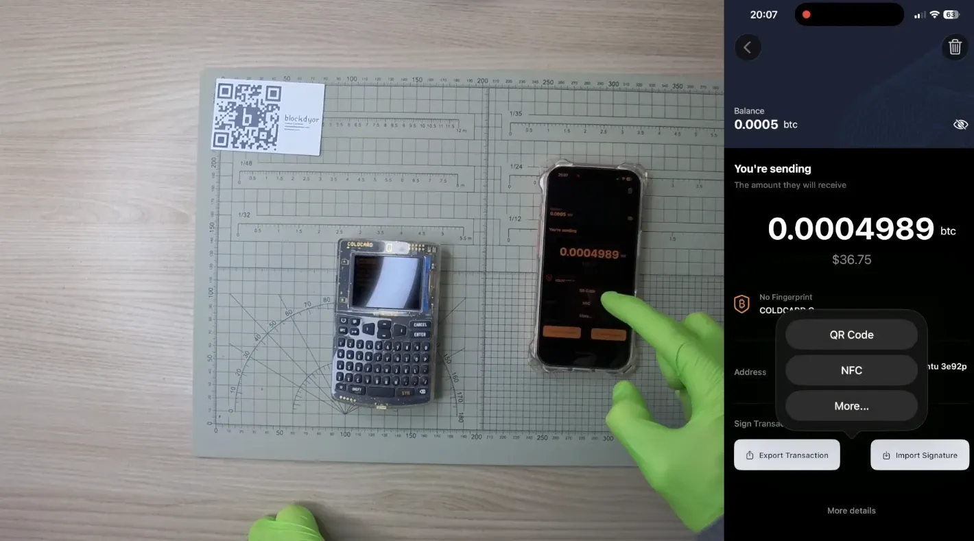 COLDCARD Q Sending Funds Step 2