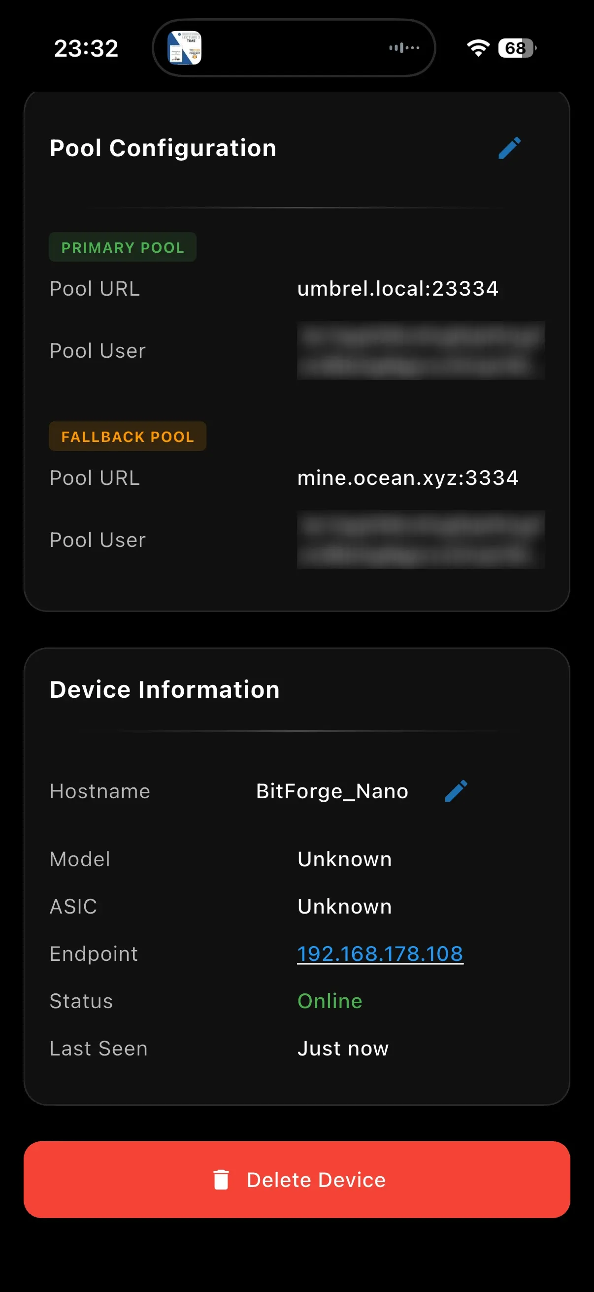 Hashlink Pool Configuration