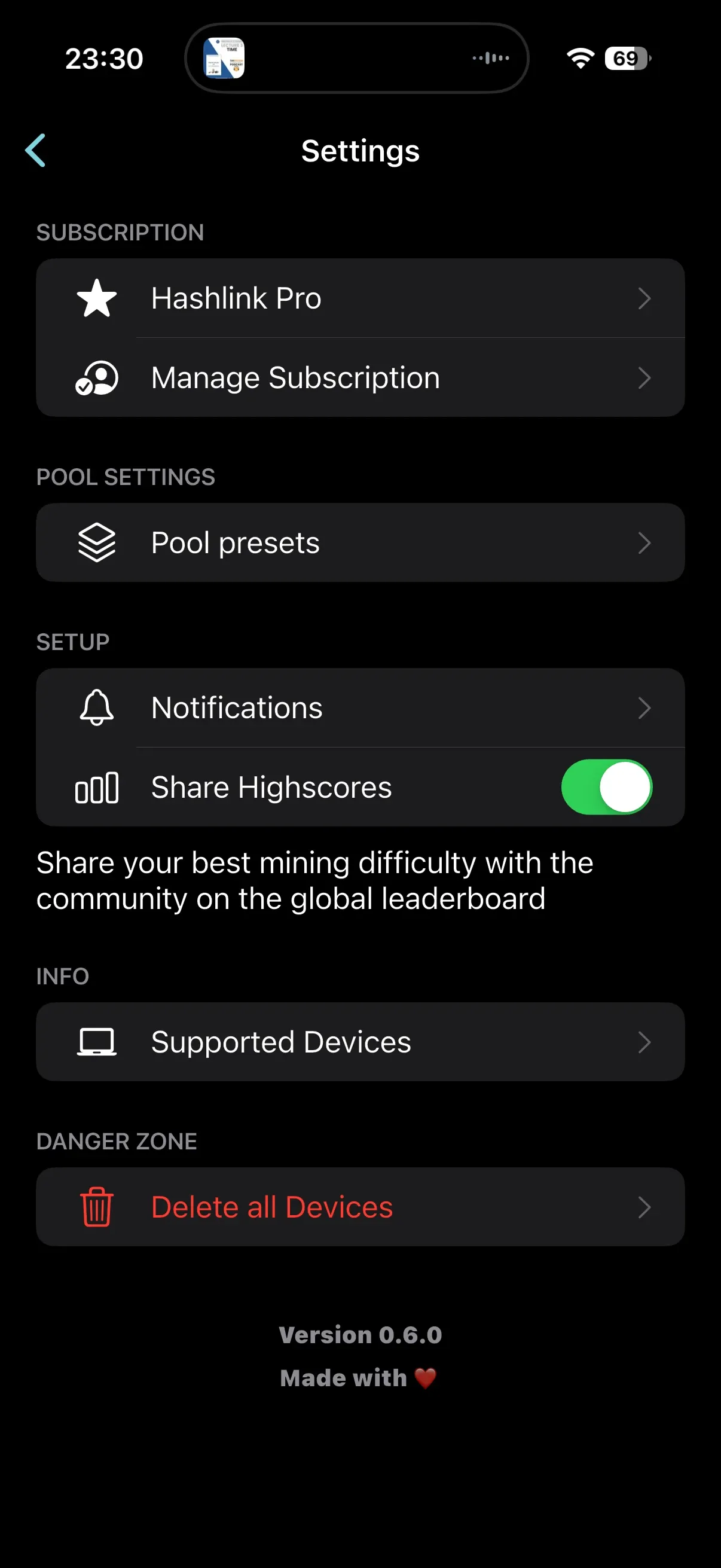 Hashlink Settings